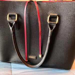 Aldo Black Tote with Red Trim